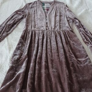 Holding Horses crushed velvet dress in a deep mauve